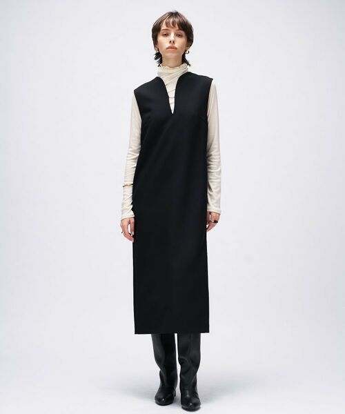 cloenc / クロエンス ロング・マキシ丈ワンピース | 【マシンウォッシュ】キーネックジャンパースカート | 詳細1