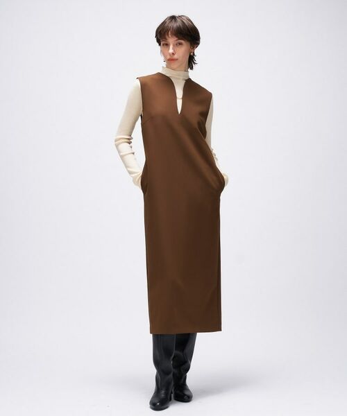 cloenc / クロエンス ロング・マキシ丈ワンピース | 【マシンウォッシュ】キーネックジャンパースカート | 詳細6