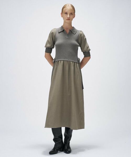 cloenc / クロエンス ロング・マキシ丈ワンピース | 【マシンウォッシュ】ドッキングニットワンピース | 詳細1