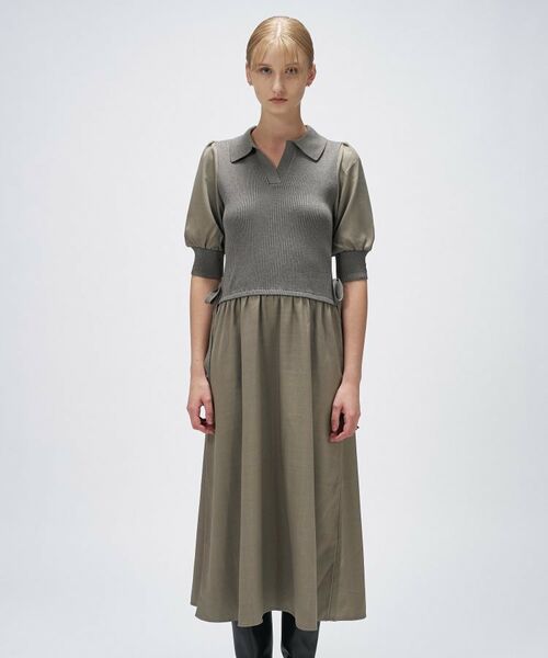 cloenc / クロエンス ロング・マキシ丈ワンピース | 【マシンウォッシュ】ドッキングニットワンピース | 詳細2