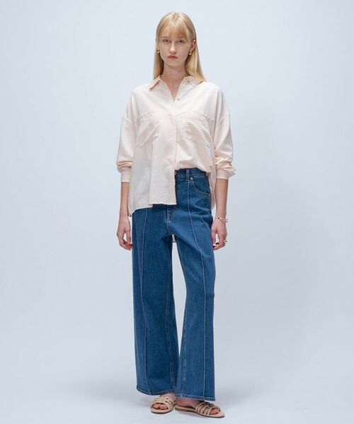 cloenc / クロエンス デニムパンツ | 【マシンウォッシュ】ストレッチデニムワイドパンツ | 詳細1
