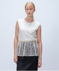 cloenc / クロエンス カットソー | 【マシンウォッシュ】レースペプラムカットソー