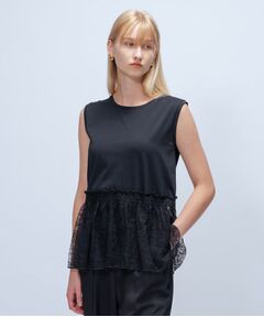 cloenc / クロエンス カットソー | 【マシンウォッシュ】レースペプラムカットソー