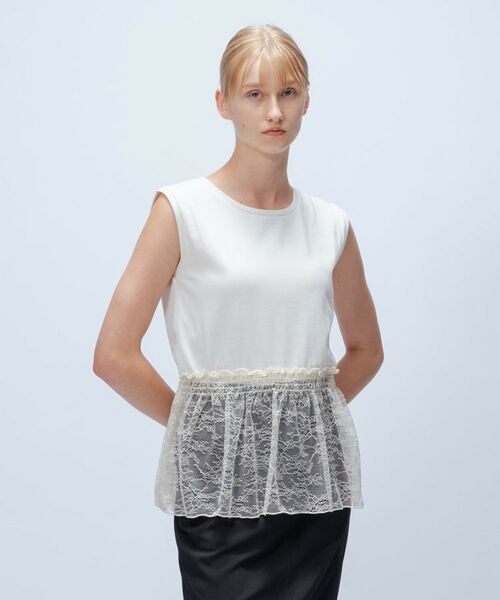 cloenc / クロエンス カットソー | 【マシンウォッシュ】レースペプラムカットソー | 詳細2