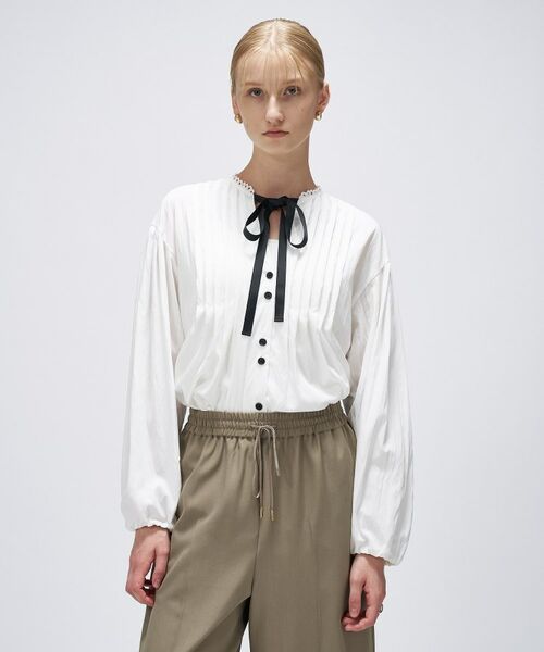 cloenc / クロエンス シャツ・ブラウス | 【マシンウォッシュ】リボンピンタックブラウス | 詳細2