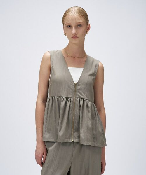 cloenc / クロエンス ベスト | 【セットアップ／手洗い可】ペプラムZIPジレ | 詳細2
