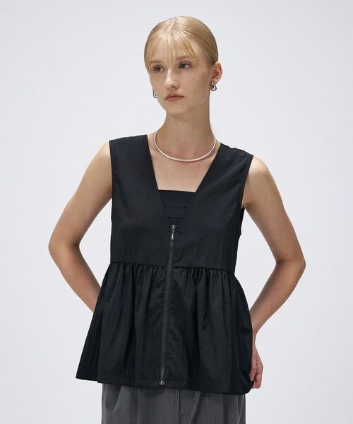 cloenc / クロエンス ベスト | 【セットアップ／手洗い可】ペプラムZIPジレ | 詳細9