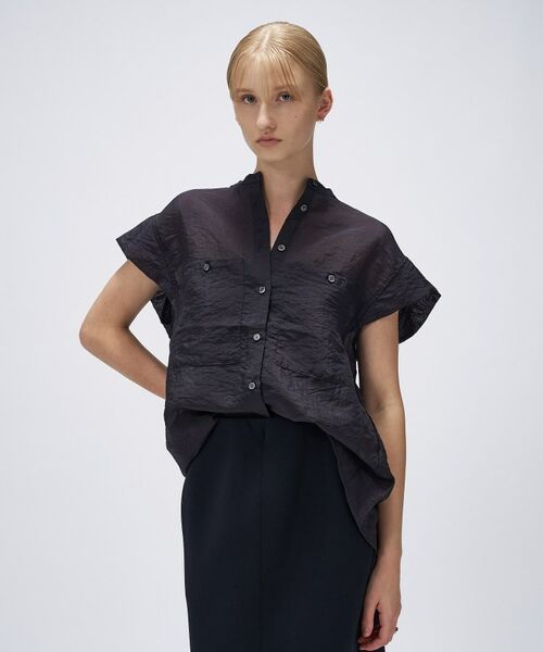 cloenc / クロエンス シャツ・ブラウス | 【マシンウォッシュ】シアーフレンチスリーブシャツ | 詳細15