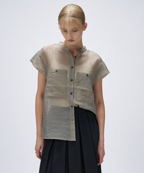 cloenc / クロエンス シャツ・ブラウス | 【マシンウォッシュ】シアーフレンチスリーブシャツ | 詳細2