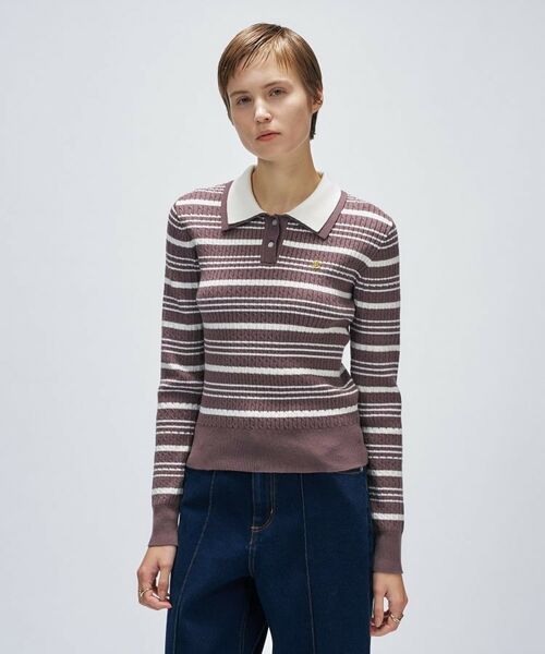 cloenc / クロエンス ニット・セーター | 【マシンウォッシュ】マルチボーダーポロニットプルオーバー | 詳細10