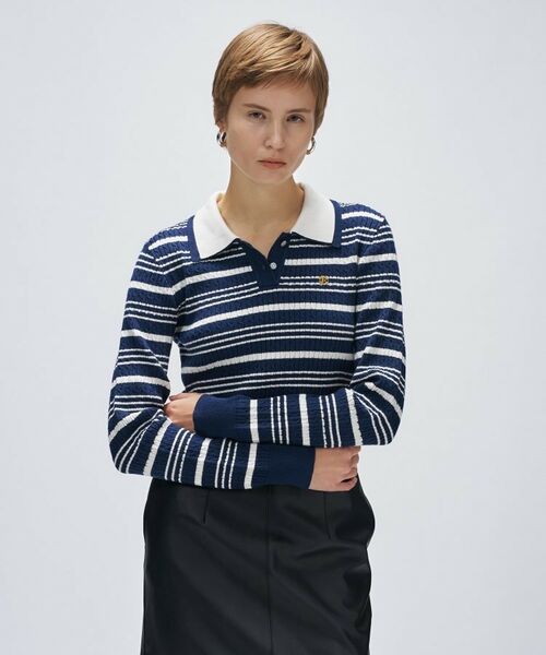 cloenc / クロエンス ニット・セーター | 【マシンウォッシュ】マルチボーダーポロニットプルオーバー | 詳細15