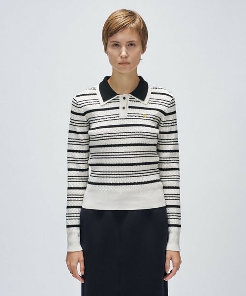cloenc / クロエンス ニット・セーター | 【マシンウォッシュ】マルチボーダーポロニットプルオーバー | 詳細3