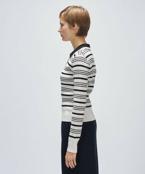 cloenc / クロエンス ニット・セーター | 【マシンウォッシュ】マルチボーダーポロニットプルオーバー | 詳細4