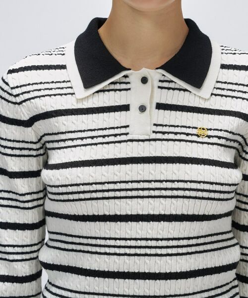 cloenc / クロエンス ニット・セーター | 【マシンウォッシュ】マルチボーダーポロニットプルオーバー | 詳細6