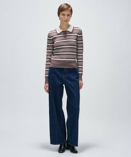 cloenc / クロエンス ニット・セーター | 【マシンウォッシュ】マルチボーダーポロニットプルオーバー | 詳細9