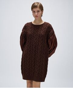 cloenc / クロエンス ミニ丈・ひざ丈ワンピース | ケーブルニット切り替えワンピース