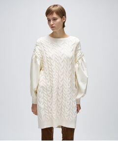 cloenc / クロエンス ミニ丈・ひざ丈ワンピース | ケーブルニット切り替えワンピース