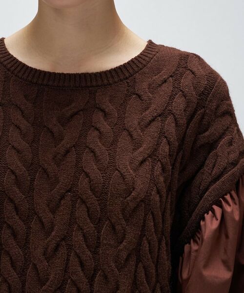 cloenc / クロエンス ミニ丈・ひざ丈ワンピース | ケーブルニット切り替えワンピース | 詳細10