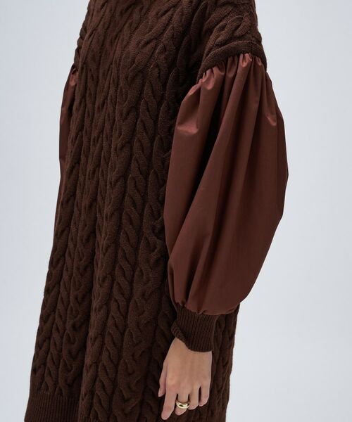 cloenc / クロエンス ミニ丈・ひざ丈ワンピース | ケーブルニット切り替えワンピース | 詳細12