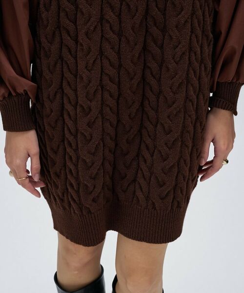 cloenc / クロエンス ミニ丈・ひざ丈ワンピース | ケーブルニット切り替えワンピース | 詳細13