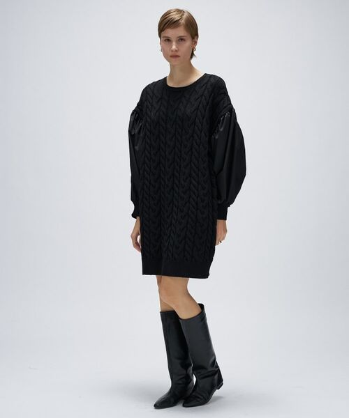 cloenc / クロエンス ミニ丈・ひざ丈ワンピース | ケーブルニット切り替えワンピース | 詳細15