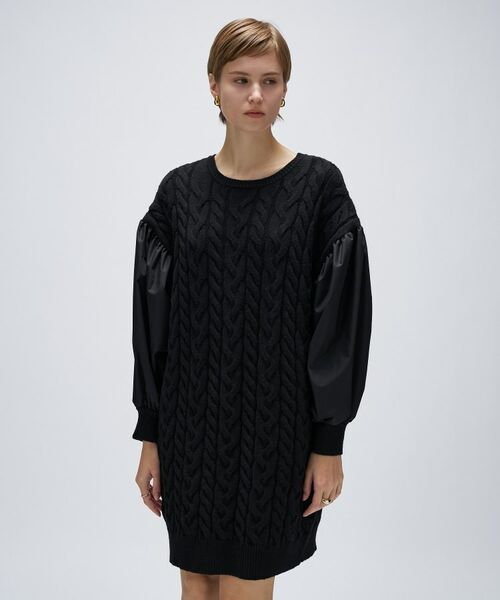 cloenc / クロエンス ミニ丈・ひざ丈ワンピース | ケーブルニット切り替えワンピース | 詳細16