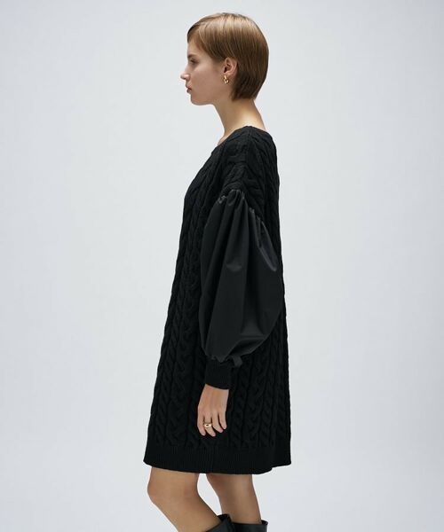 cloenc / クロエンス ミニ丈・ひざ丈ワンピース | ケーブルニット切り替えワンピース | 詳細17
