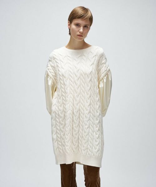 cloenc / クロエンス ミニ丈・ひざ丈ワンピース | ケーブルニット切り替えワンピース | 詳細2