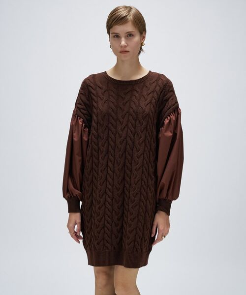 cloenc / クロエンス ミニ丈・ひざ丈ワンピース | ケーブルニット切り替えワンピース | 詳細7