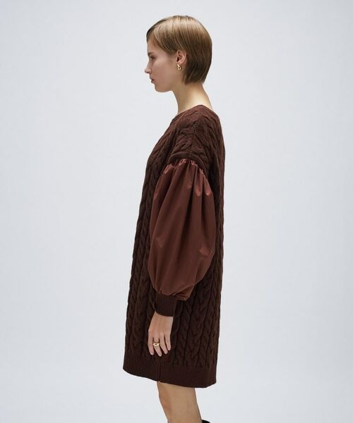 cloenc / クロエンス ミニ丈・ひざ丈ワンピース | ケーブルニット切り替えワンピース | 詳細8