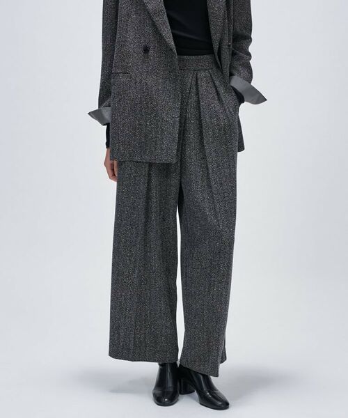 cloenc / クロエンス パンツ | ダブルタックヘリンボーンワイドパンツ(ブラック(419))