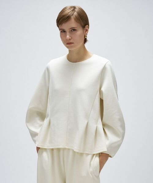 cloenc / クロエンス カットソー | 【セットアップ/マシンウォッシュ】カットジョーゼットペプラムプルオーバー(オフホワイト(003))