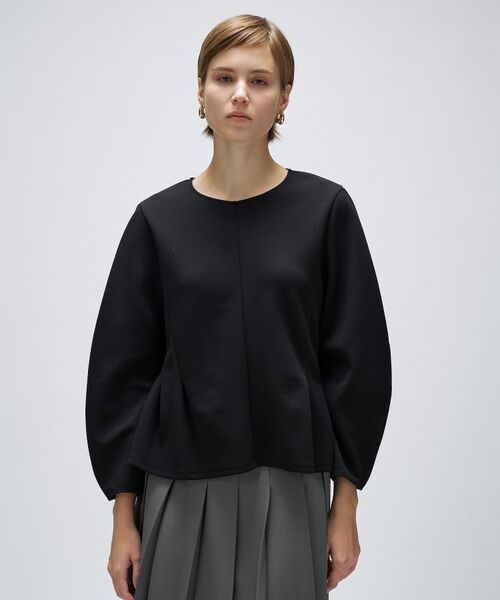 cloenc / クロエンス カットソー | 【セットアップ/マシンウォッシュ】カットジョーゼットペプラムプルオーバー(ブラック(019))