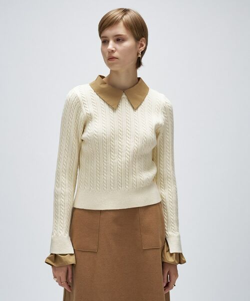 cloenc / クロエンス ニット・セーター | 2wayバイカラーミニケーブルニット | 詳細2