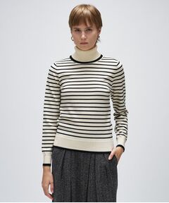 cloenc / クロエンス ニット・セーター | 【手洗い可】カシミヤ混リブボーダータートルニット
