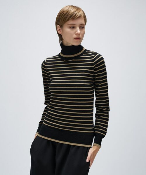 cloenc / クロエンス ニット・セーター | 【手洗い可】カシミヤ混リブボーダータートルニット | 詳細11