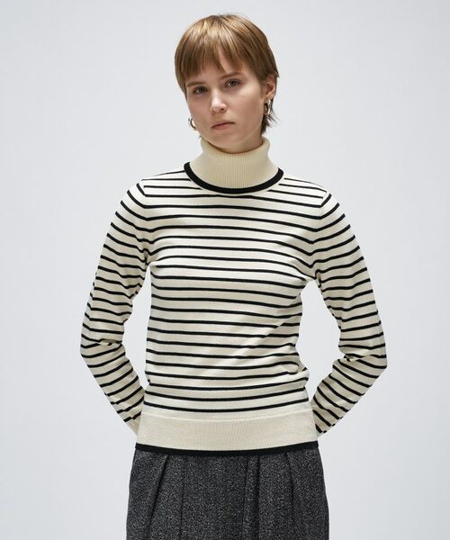 cloenc / クロエンス ニット・セーター | 【手洗い可】カシミヤ混リブボーダータートルニット | 詳細16