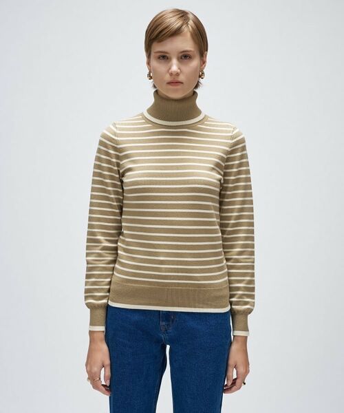 cloenc / クロエンス ニット・セーター | 【手洗い可】カシミヤ混リブボーダータートルニット | 詳細2