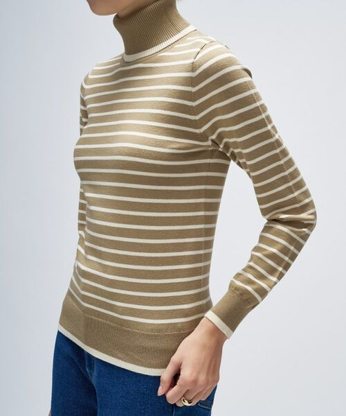 cloenc / クロエンス ニット・セーター | 【手洗い可】カシミヤ混リブボーダータートルニット | 詳細5