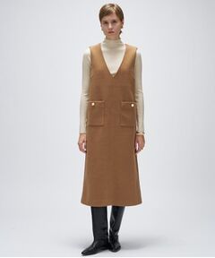 cloenc / クロエンス ロング・マキシ丈ワンピース | 【手洗い可】メルトンジャージVネック ジャンパー スカート