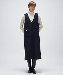 cloenc / クロエンス ロング・マキシ丈ワンピース | 【手洗い可】メルトンジャージVネック ジャンパー スカート