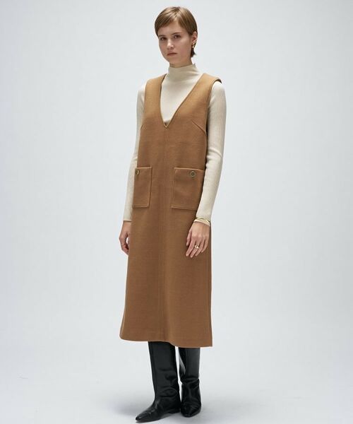 cloenc / クロエンス ロング・マキシ丈ワンピース | 【手洗い可】メルトンジャージVネック ジャンパー スカート | 詳細1