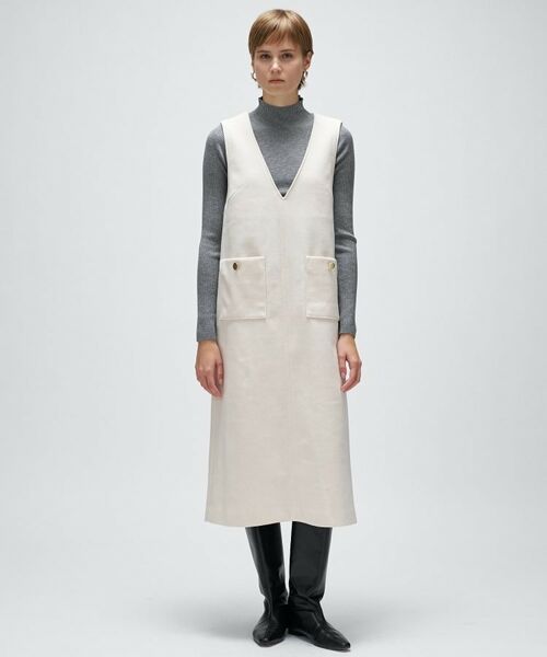 cloenc / クロエンス ロング・マキシ丈ワンピース | 【手洗い可】メルトンジャージVネック ジャンパー スカート | 詳細10