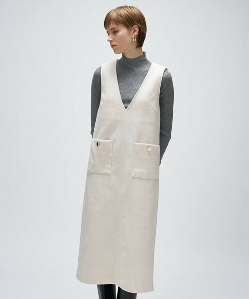 cloenc / クロエンス ロング・マキシ丈ワンピース | 【手洗い可】メルトンジャージVネック ジャンパー スカート | 詳細11