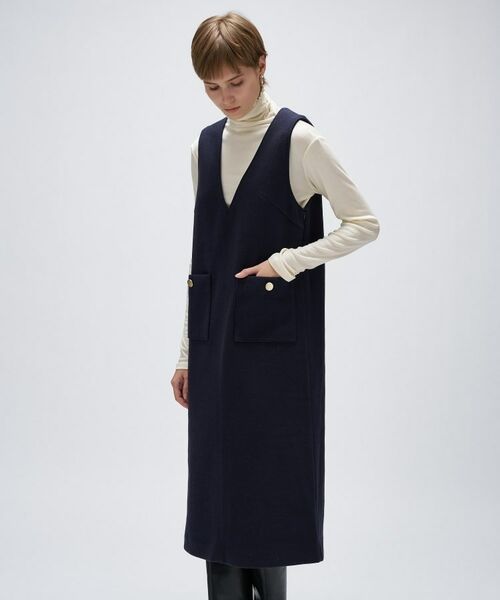 cloenc / クロエンス ロング・マキシ丈ワンピース | 【手洗い可】メルトンジャージVネック ジャンパー スカート | 詳細16