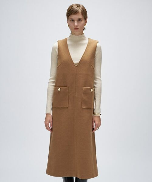 cloenc / クロエンス ロング・マキシ丈ワンピース | 【手洗い可】メルトンジャージVネック ジャンパー スカート | 詳細2