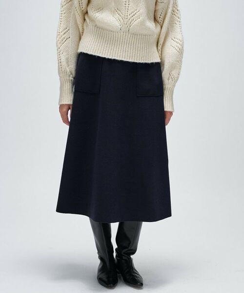 cloenc / クロエンス スカート | 【手洗い可】メルトンジャージフレアスカート(ネイビー(094))