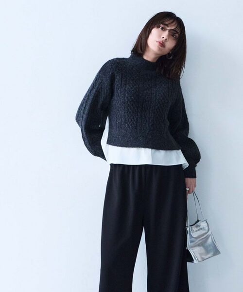 cloenc / クロエンス ニット・セーター | 【手洗い可】ニットドッキングペプラムプルオーバー | 詳細1
