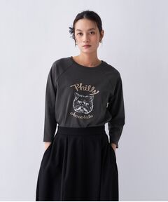cloenc / クロエンス Tシャツ | 【Philly chocolate】キャットプリントロングTシャツ