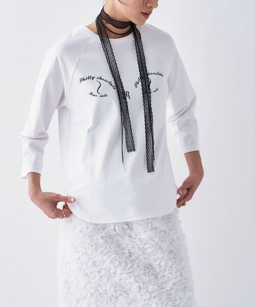 cloenc / クロエンス Tシャツ | 【Philly chocolate】キャットプリントロングTシャツ（ホワイト(101)）